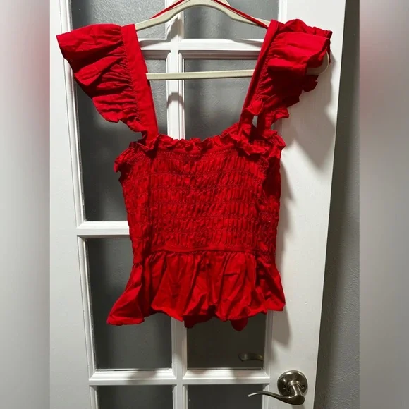 Meraki Smocked Red Top - Picture 1 of 7
